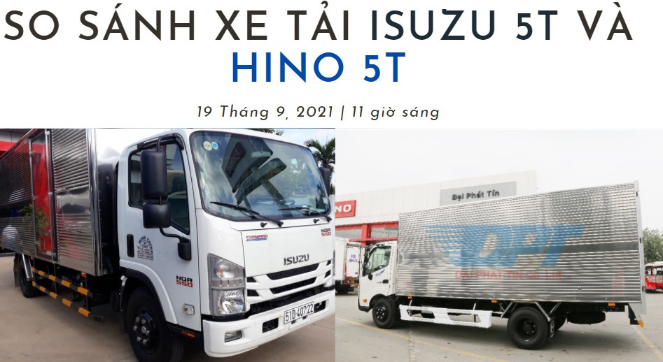 So sánh xe Isuzu 5 tấn với xe Hino 5 Tấn. So sánh Isuzu 5 tấn và Hino 5 tấn